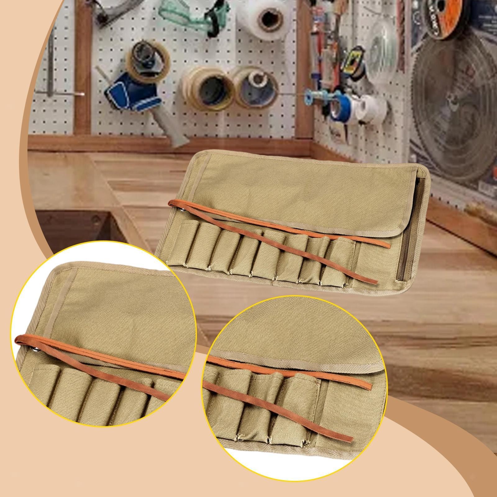 8 Slots Roll up Bag Tool Bag Wear Resistant Lightweight Holder for Screwdrivers