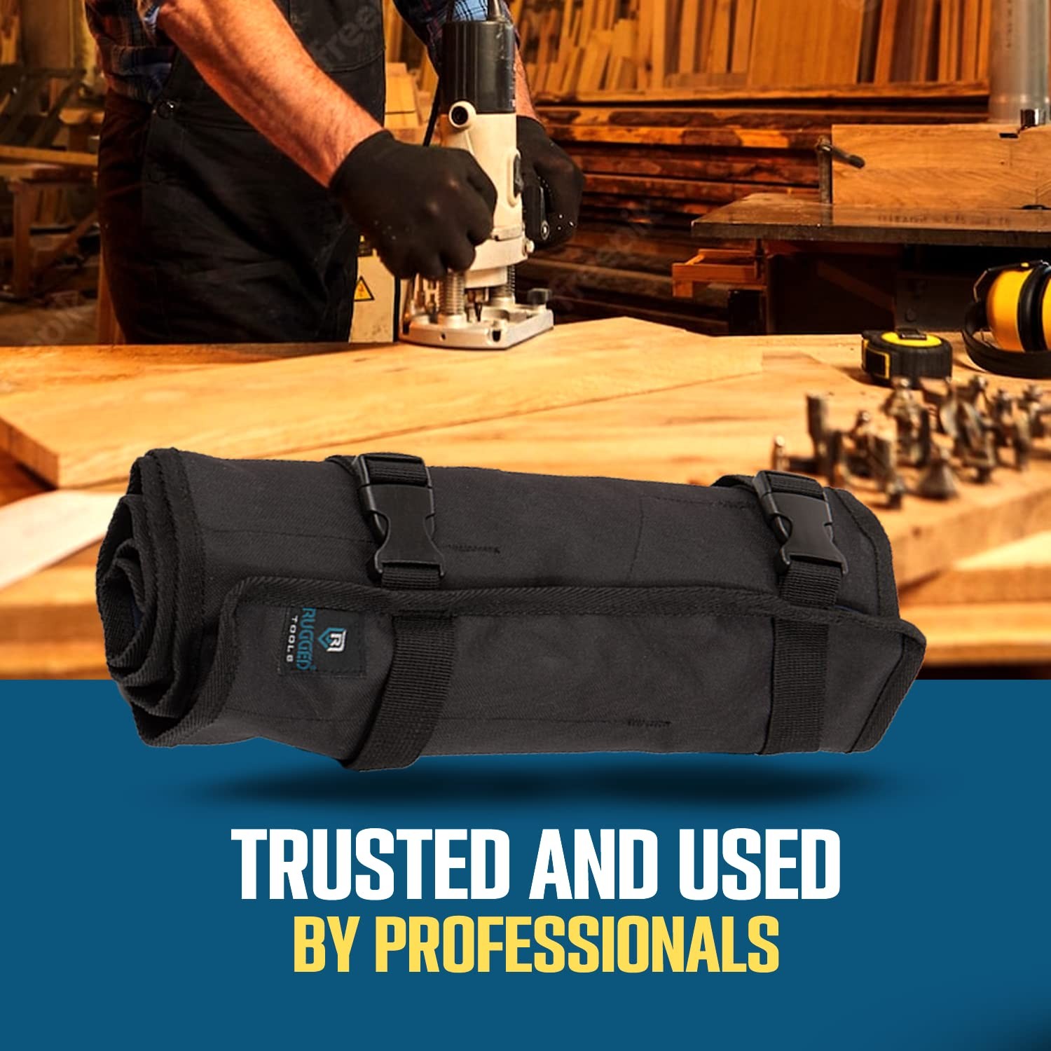 Rugged Tools Wrench Roll Up Pouch – Organizer & Tool Large, Blue