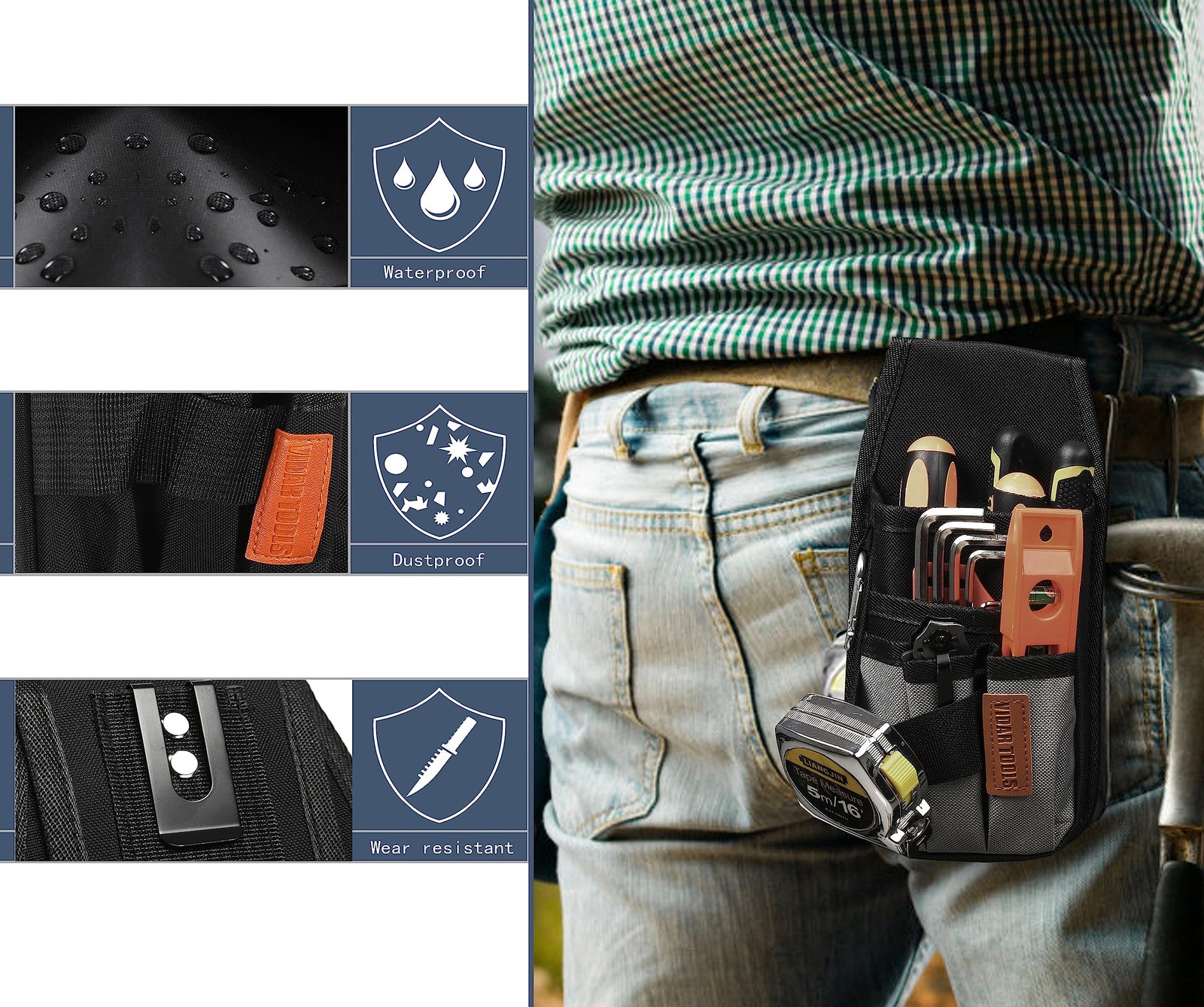 VIDAR TOOLS Small Tool Pouch with Belt Clip,Tool Bag.Tool Belt…