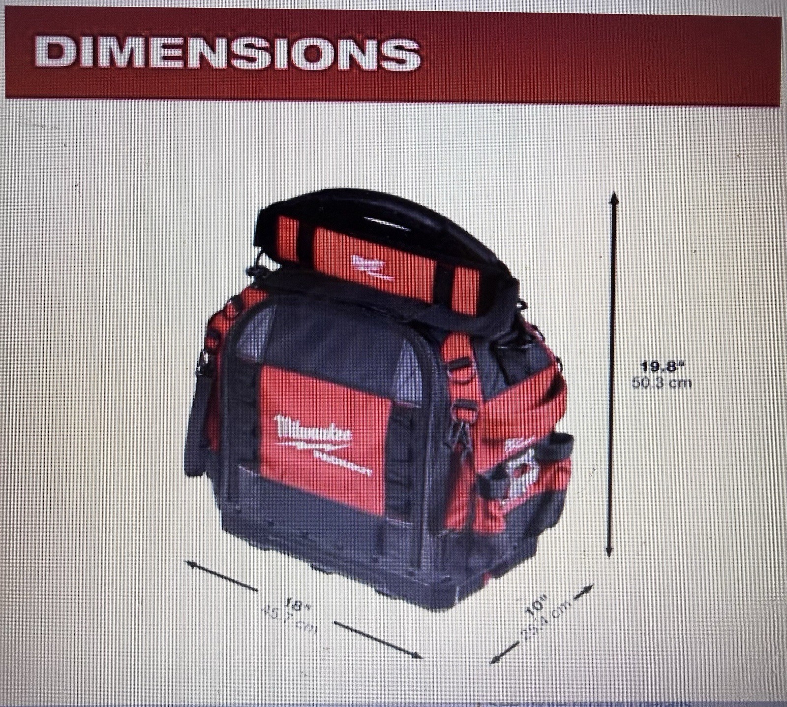 Milwaukee 15in. Black/Red Tool Bag/box