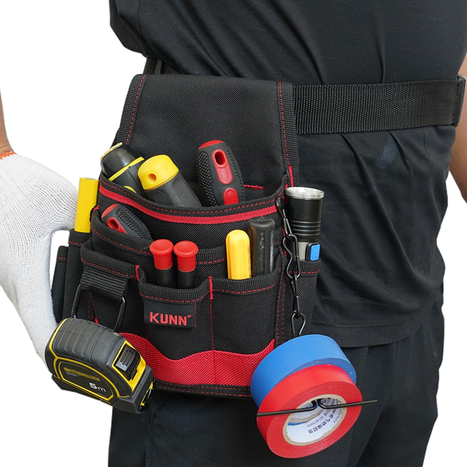 KUNN Electrician Tool Pouch – Durable Small Basic Maintenance Red