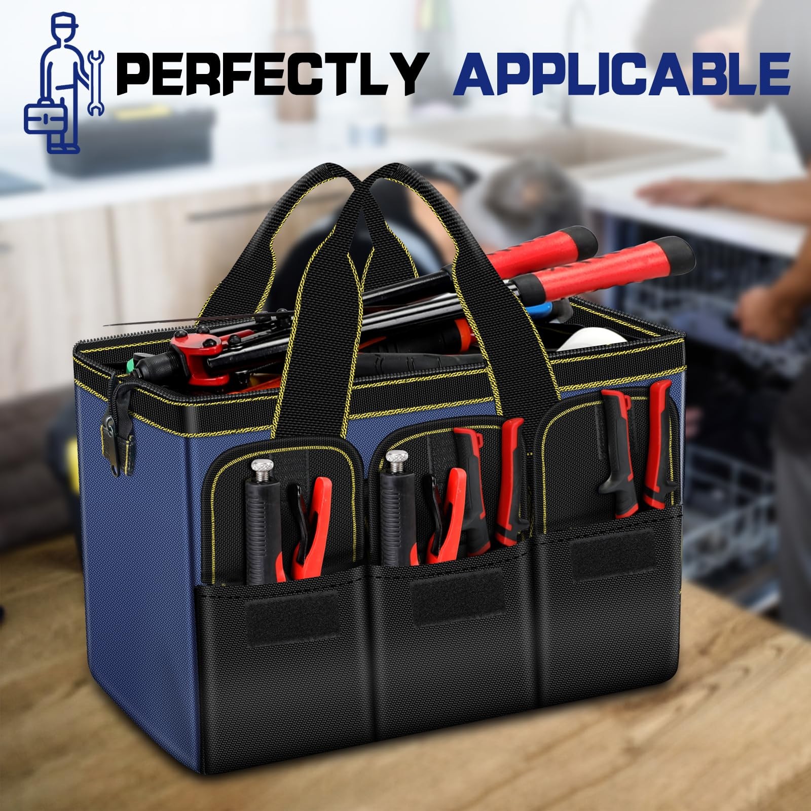 2Pack 18 In & 14 In Portable Wide Mouth Heavy Duty Utility Tool Storage Bags