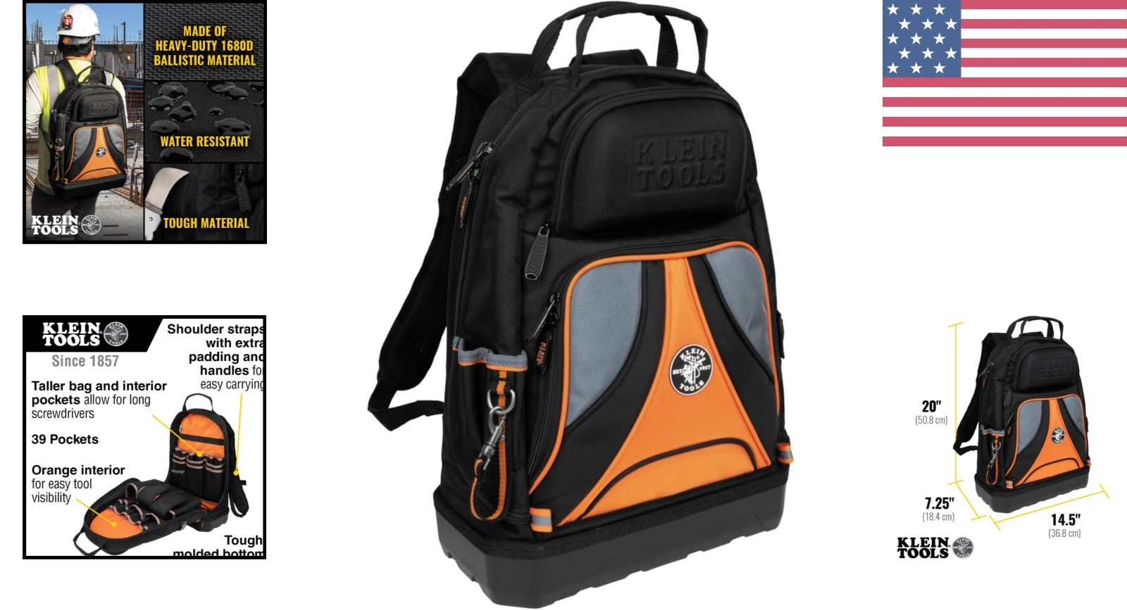 Klein 55421BP-14 Tool Carrier Backpack – Ideal for Pros with 39 Storage Pockets