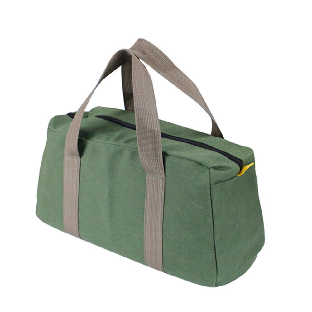 16” HEAVY DUTY GREEN MILITARY STYLE MECHANICS HARD BOTTOM TOOL BAG ZIPPER