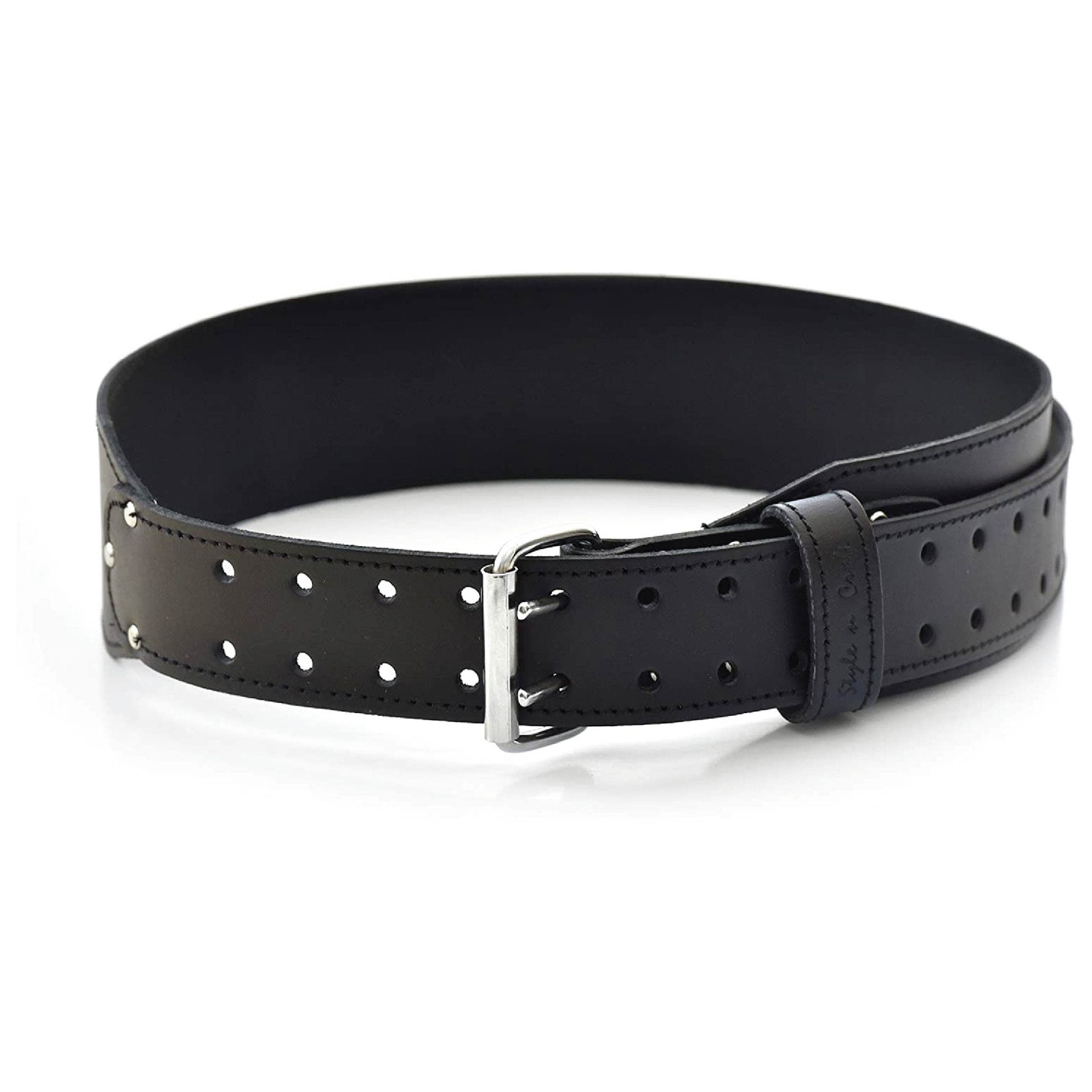 Men’s Standard Leather Work Belt Black For Waist Size 34inch46inch