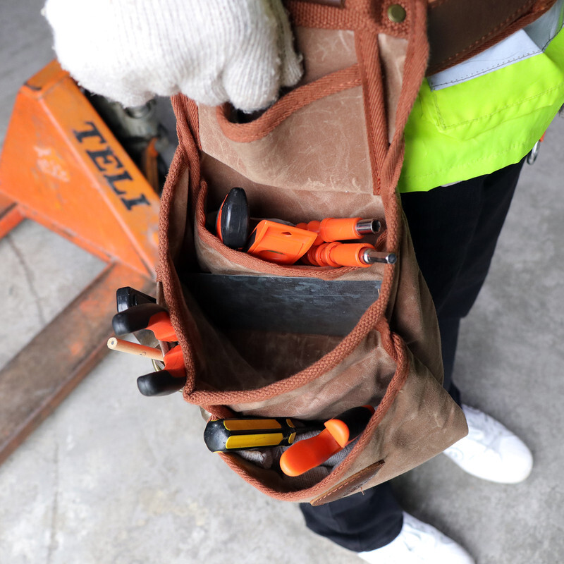 TOURBON Electrician Suspenders Carpenter Canvas Framer Tool Carry Rig Belt Bag