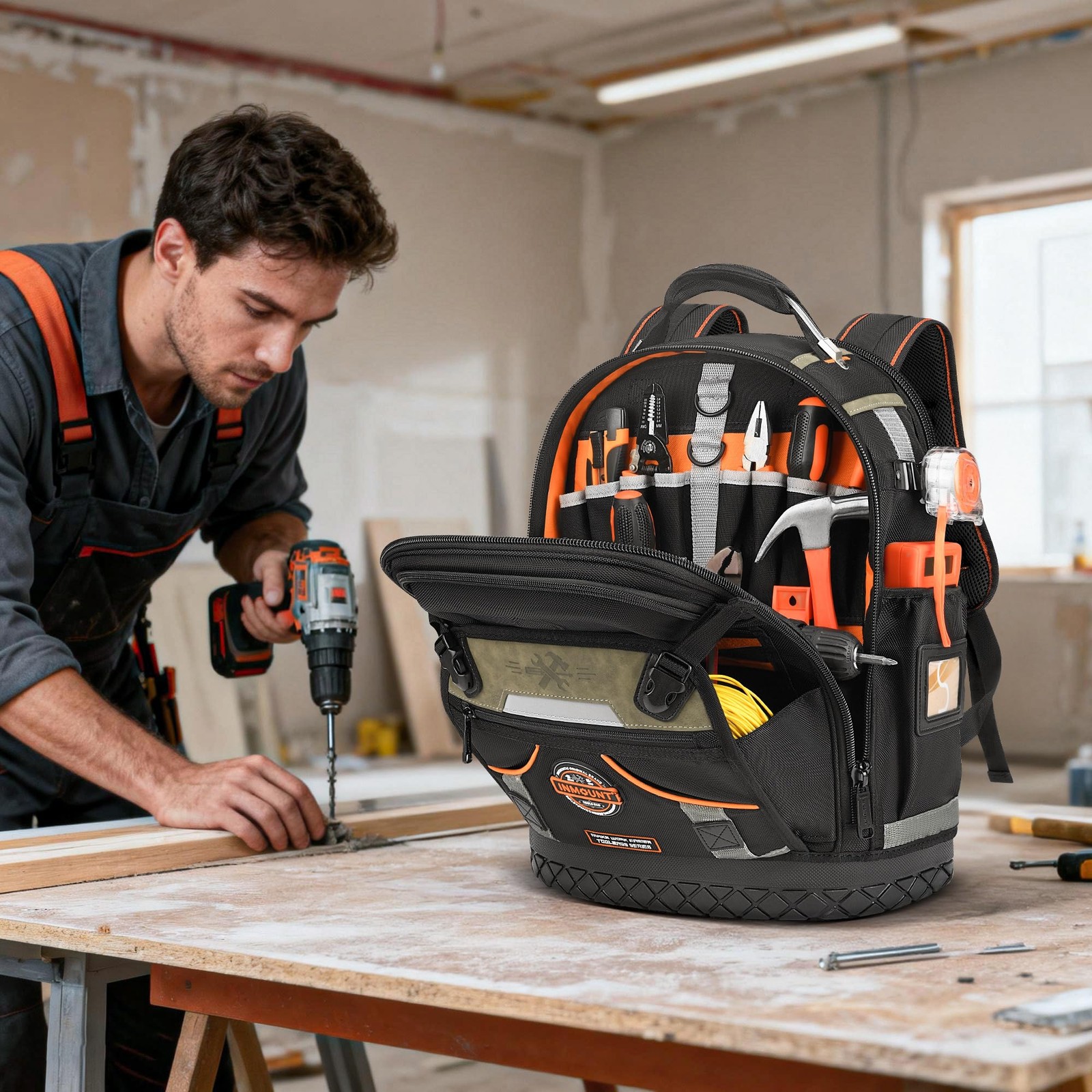Tool Backpack Bag, HVAC Heavy Duty Construction Tools Backpack for Men, 1680D…