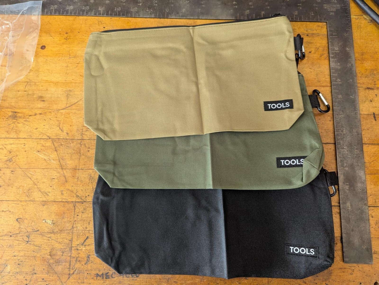 3 Pack Premium Tool Pouches Zipper Bag, 12 in Small Tools Bags with Carabiner, H