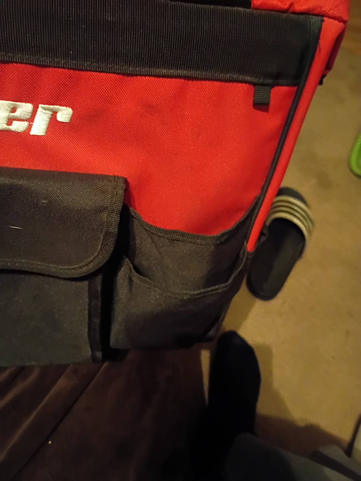 Bauer 18-inch roller tool bag, model SKU 64663, featuring red and Black