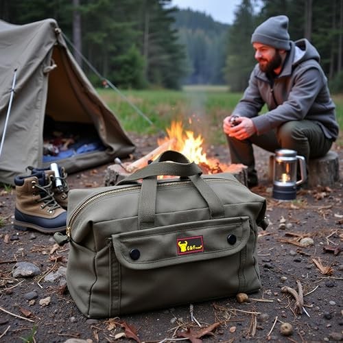 Waxed Canvas All Purpose Military Style Olive Green (11″x7″x6″)