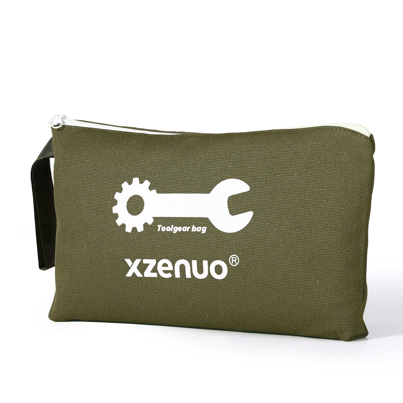 Xzenuo Small Tool Bag with Zipper,16oz 12 inch Pouches 12.5 inches, Green