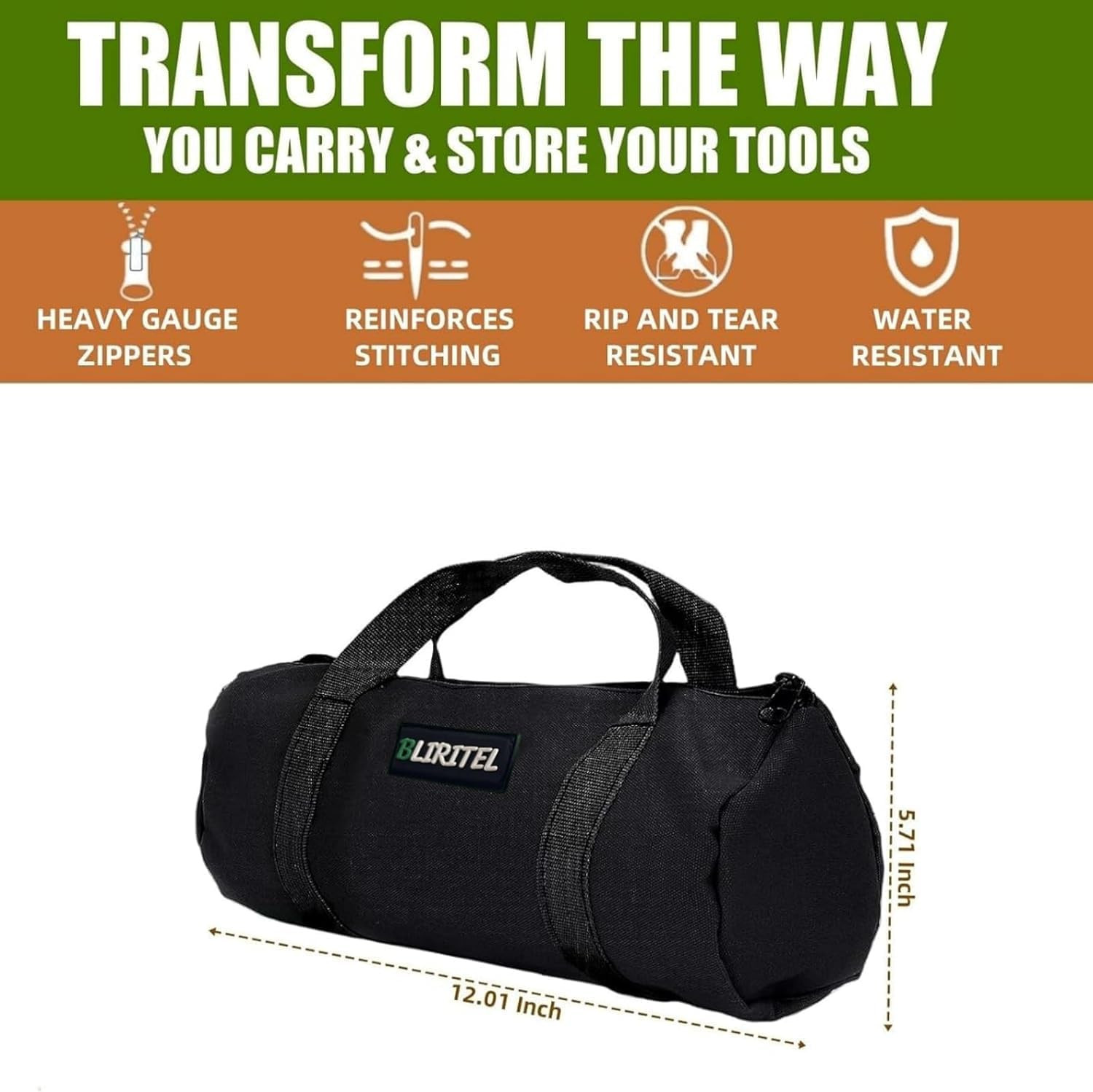 14 Inch Small Tool Bag for Men, Large Capacity Wide Mouth Tool Bag