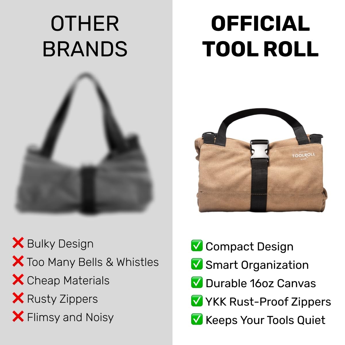 Official Legacy Tool Roll Bag – Easy to Carry 5-Pocket Roll Up Tool Bag –