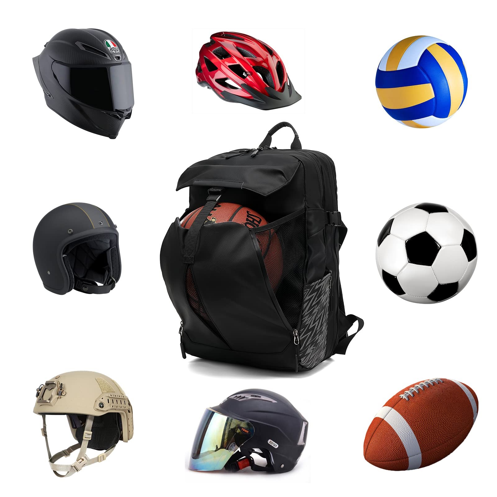Motorcycle Backpack with 17″ Laptop Compartment, Waterproof, Adjustable Helmet