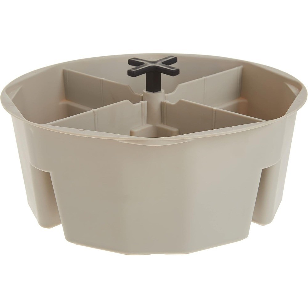 High Capacity 4-Inch Deep Round Bucket Tray in Cream White Finish