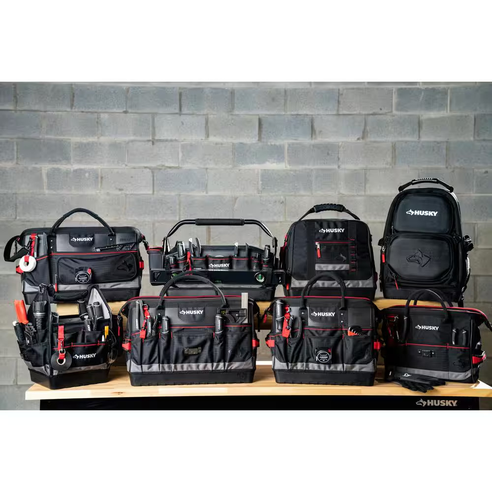 Husky Heavy-Duty 20 in. 31 Pockets PRO All-Trade Tool Bag Tote