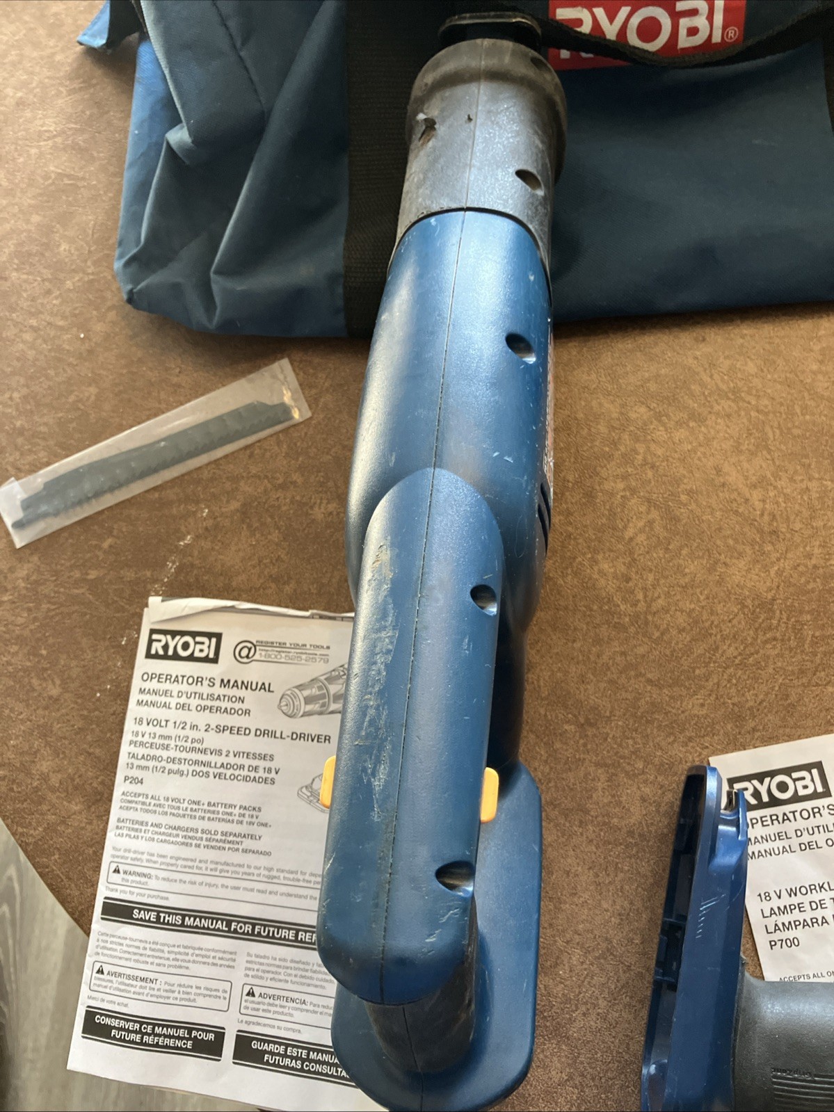 Ryobi Power Tools Drill, Reciprocating Saw & Contractors Bag. TESTED AND WORKS