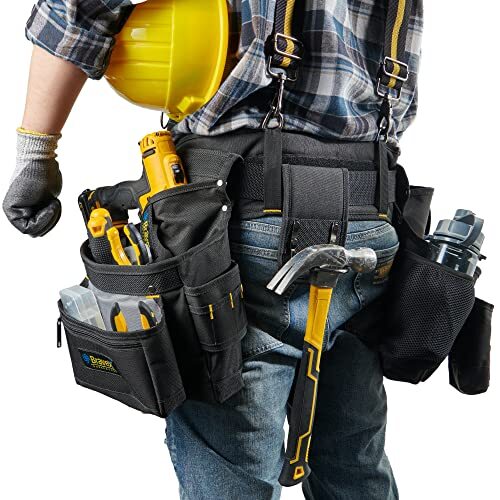 Carpenter Electrician Tool Belt with Suspenders Y-Style 5 Combo Apron Tool Pouch