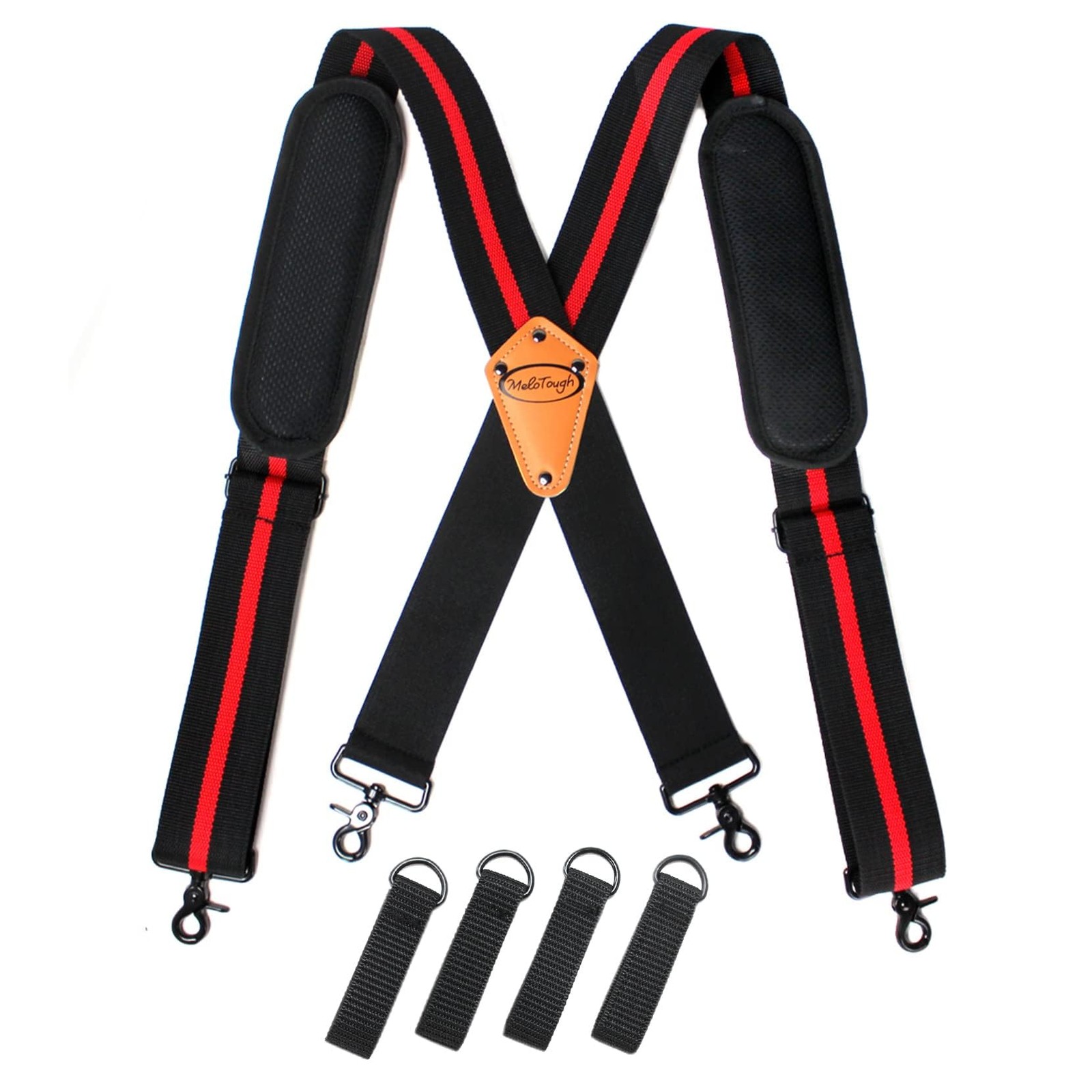 Heavy Duty Tool Belt Suspenders Harness Movable Shoulder Pads Red Strip Men