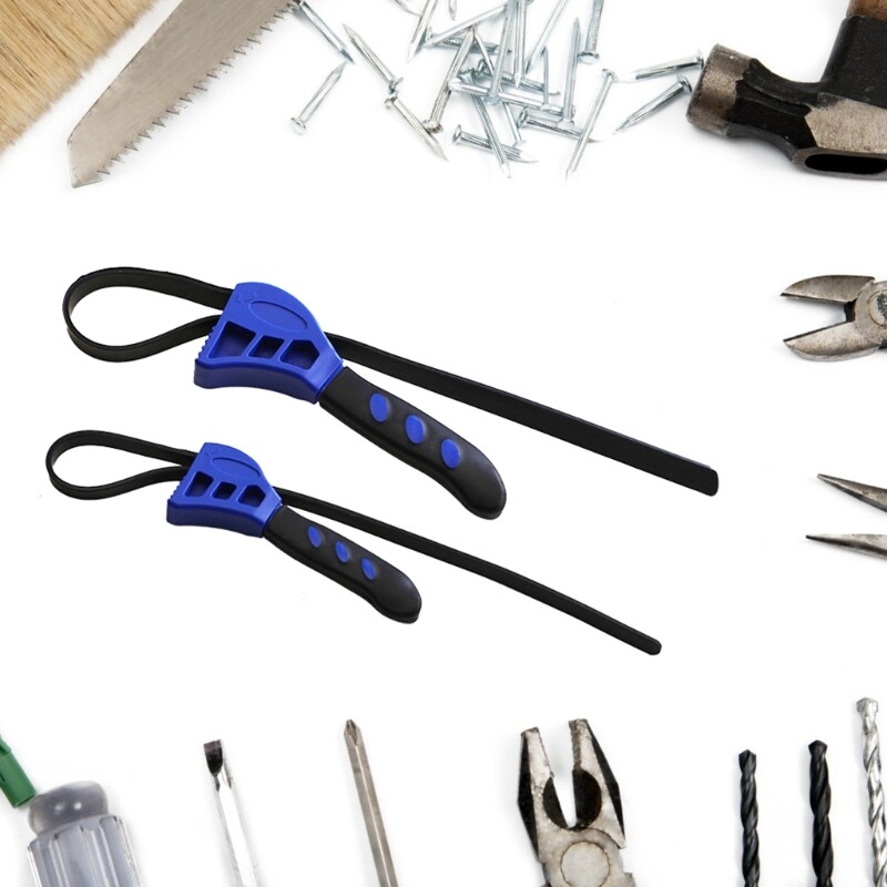 Pack Of 2 Adjustable Rubber Strap Wrenches For Plumbing And Automotive Use