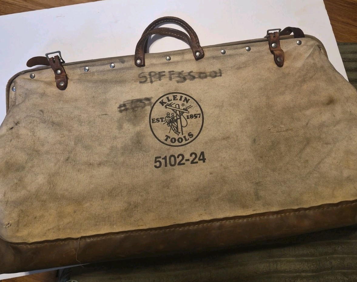 Klein Tools Bag 5102-24 Heavy Canvas 24″ Lineman Storage Tote Vintage