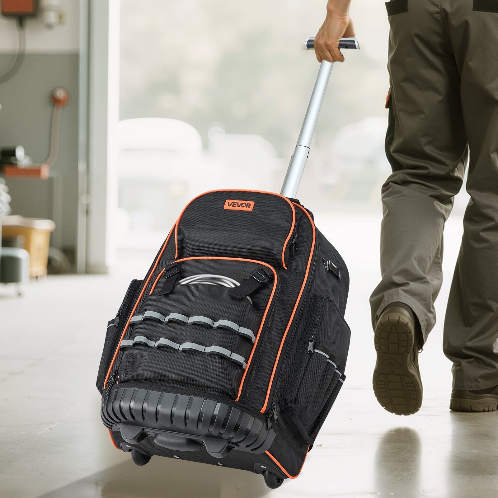 VEVOR Rolling Tool Backpack 72 Pockets Heavy Duty Roller Tool Bag on Wheels