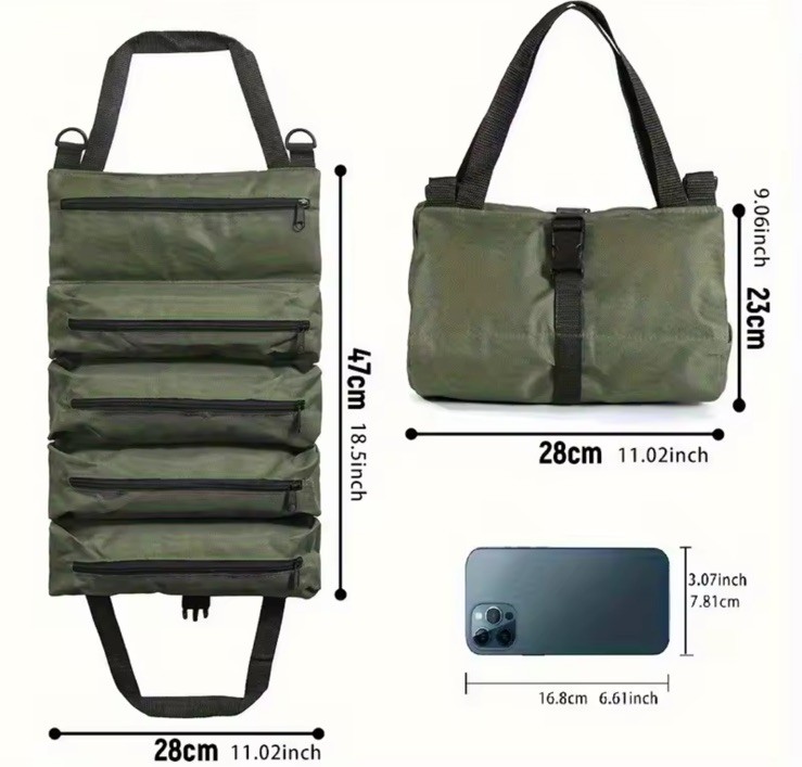 Tool RollUp 3-Count Bags 3-Colors are 5 Pouch’s Organizer 3-Pack,2-Nut Drivers