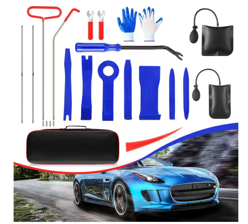 Emergency Car Tool Kit With Long Reach Grabber And Pump 22 Pieces Set