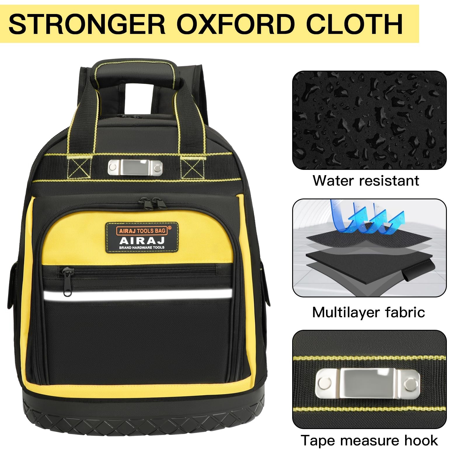 Tool Backpack,Heavy Duty Tool Backpack Bag with Waterproof Molded Base,Durable M