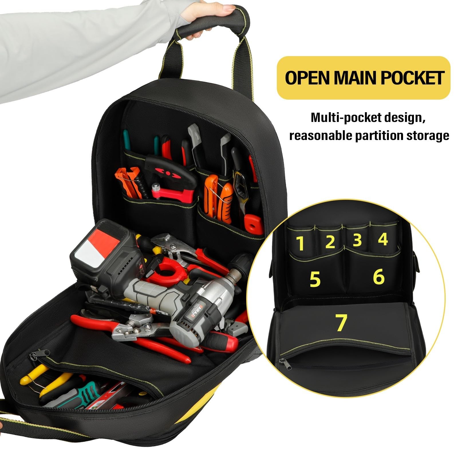 Tool Backpackheavy Duty Tool Backpack Bag With Waterproof Molded Basedurable Mul
