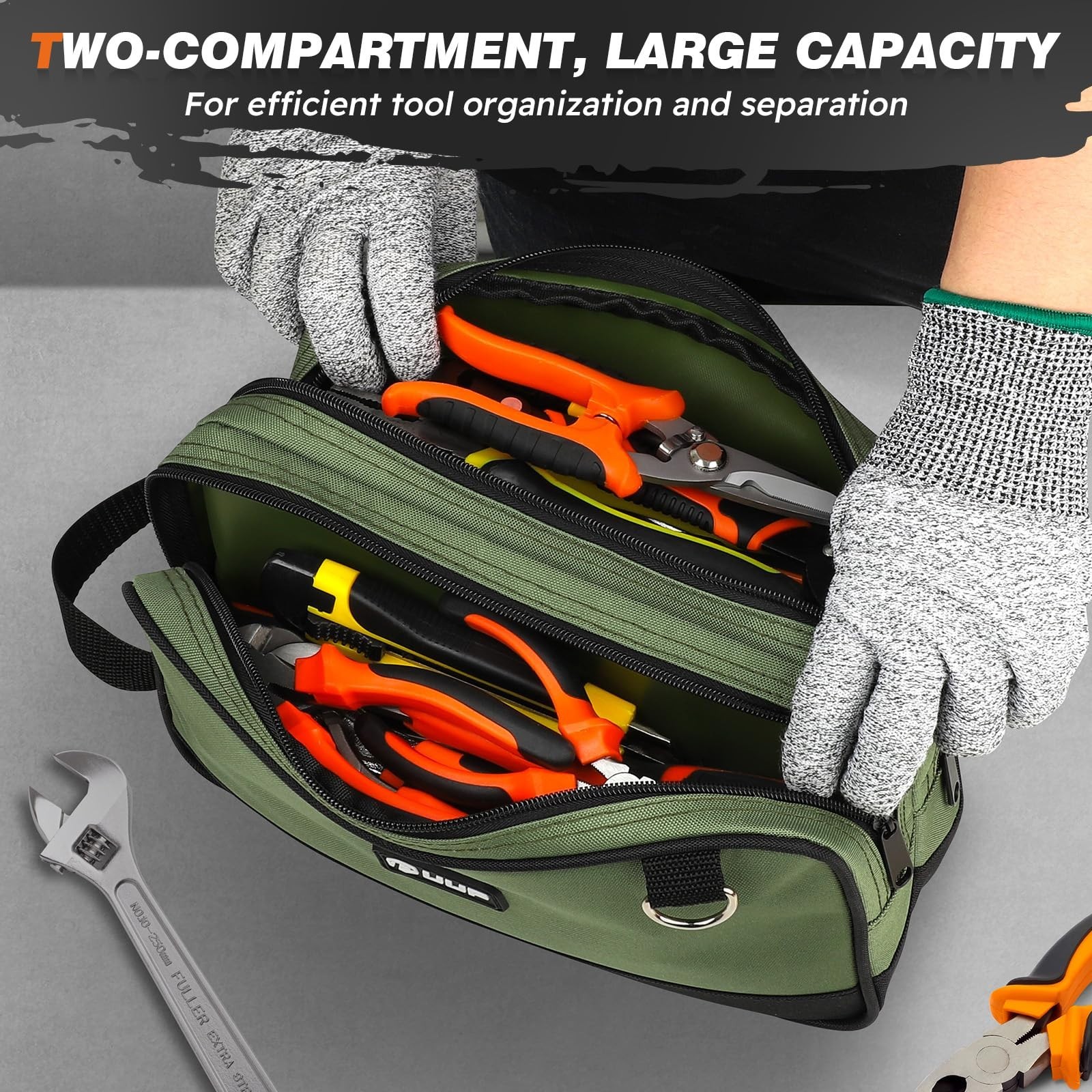 12″ Small Tool Bag 2-Pack | Waterproof Heavy-Duty Organizer with Zipper & Handle