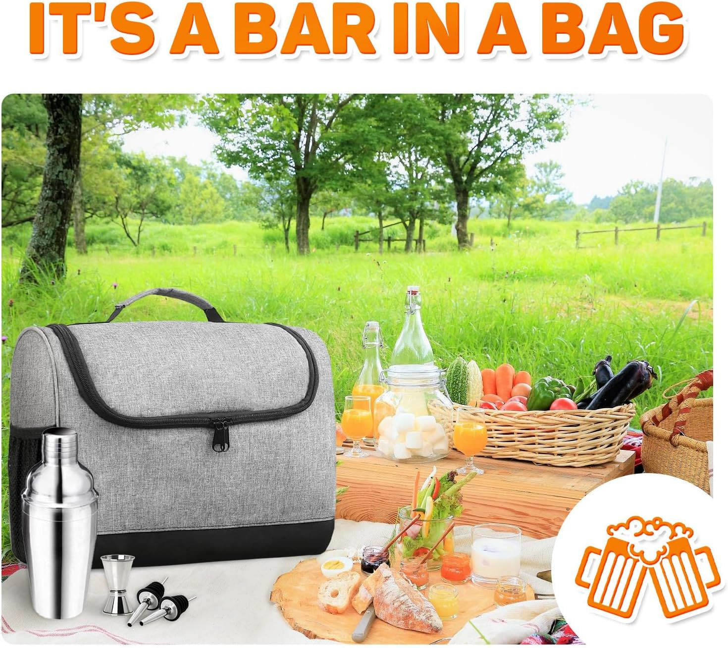 Portable Bartender Bag with Handle – Professional Bar Tool Organizer for Travel
