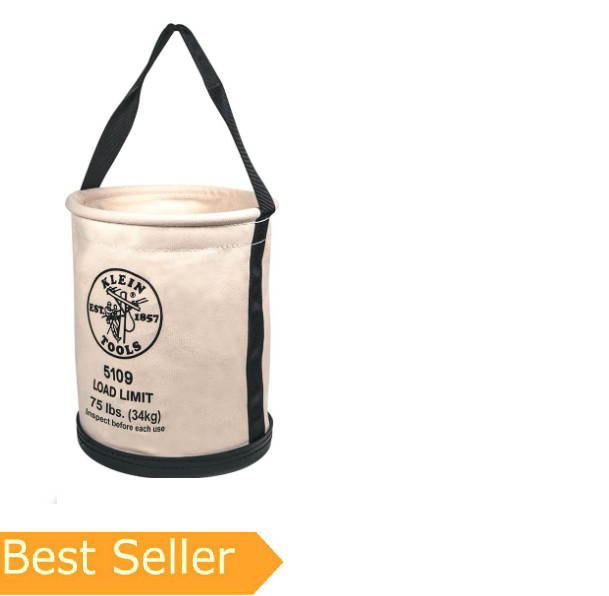 Klein Tools 5109 Canvas Bucket, Wide-Opening Straight-Wall Tool Bucket is Made