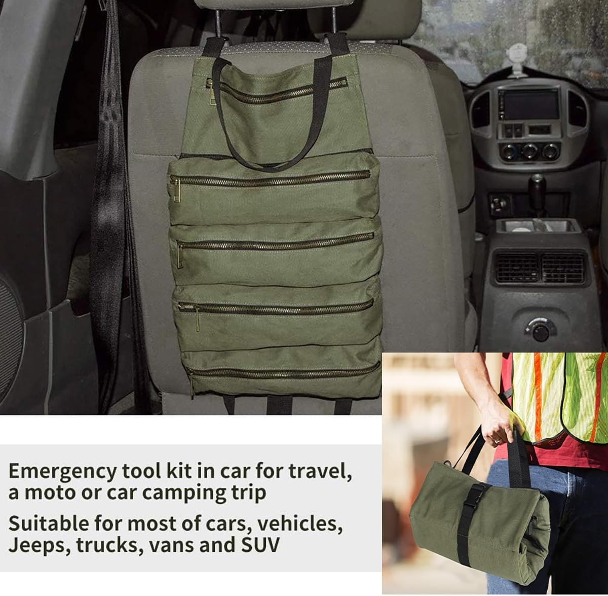 Heavy Duty Tool Roll Organizer Waterproof Oxford Cloth 5 Pockets For Mechanics E