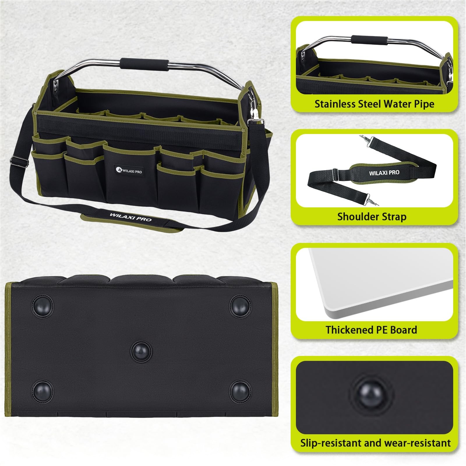 22in Tool Bags For Men Heavy Duty, 33 PCS Pockets Tool Bag Organizer Foldable…