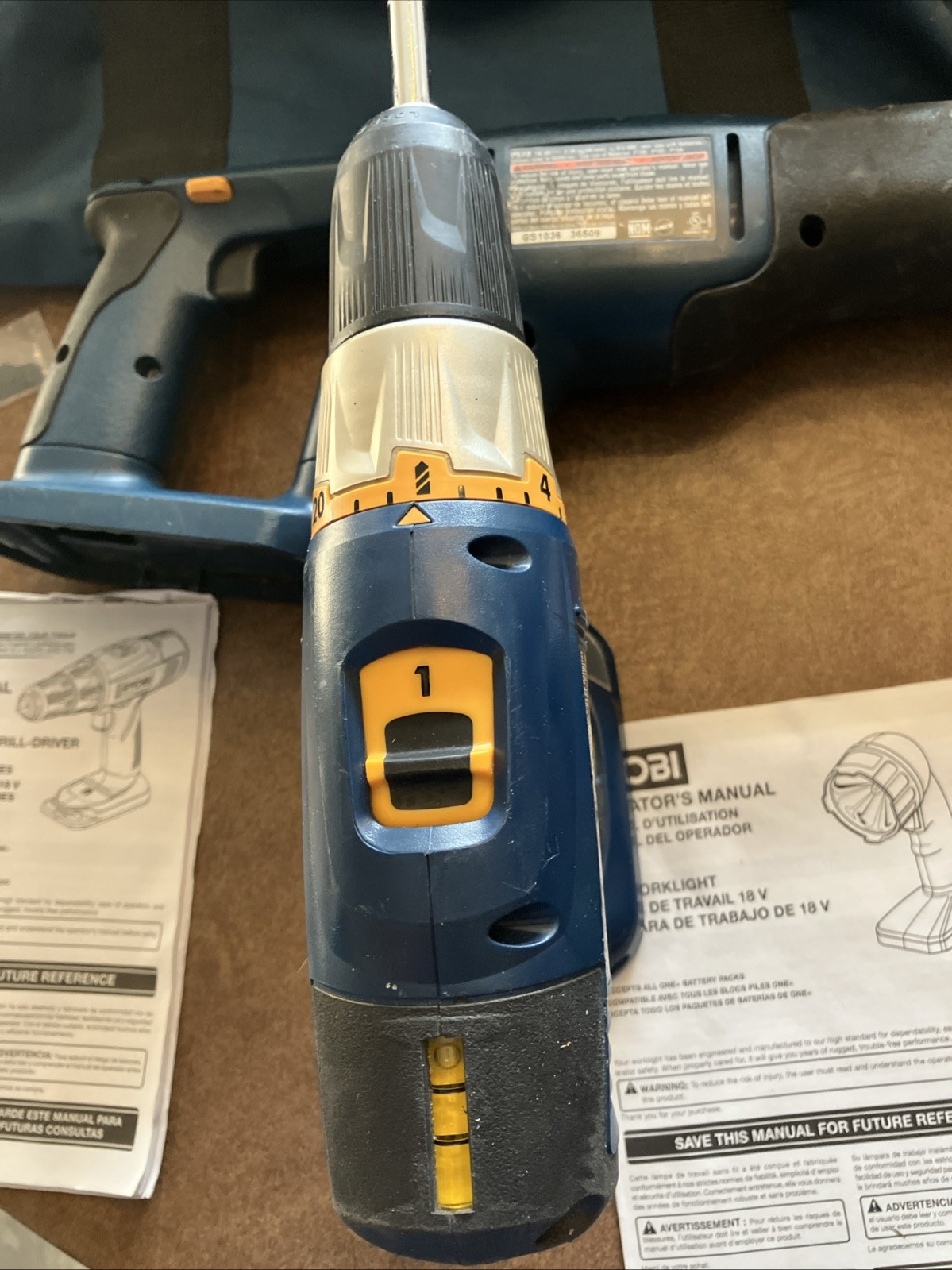 Ryobi Power Tools Drill, Reciprocating Saw & Contractors Bag. TESTED AND WORKS