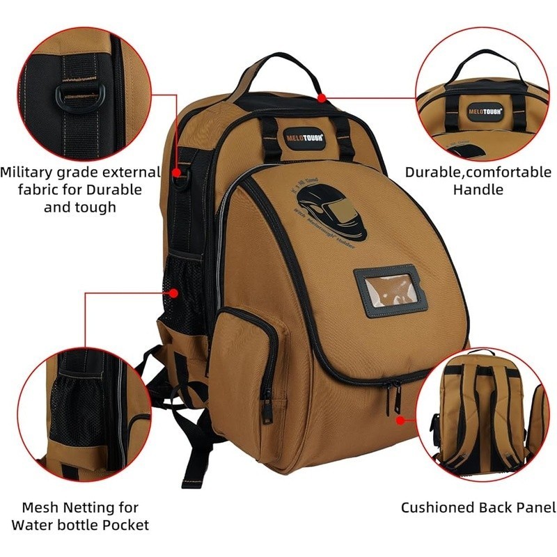 Military Grade Welder Backpack Tool Storage Detachable Helmet Bag 6000D Nylon US