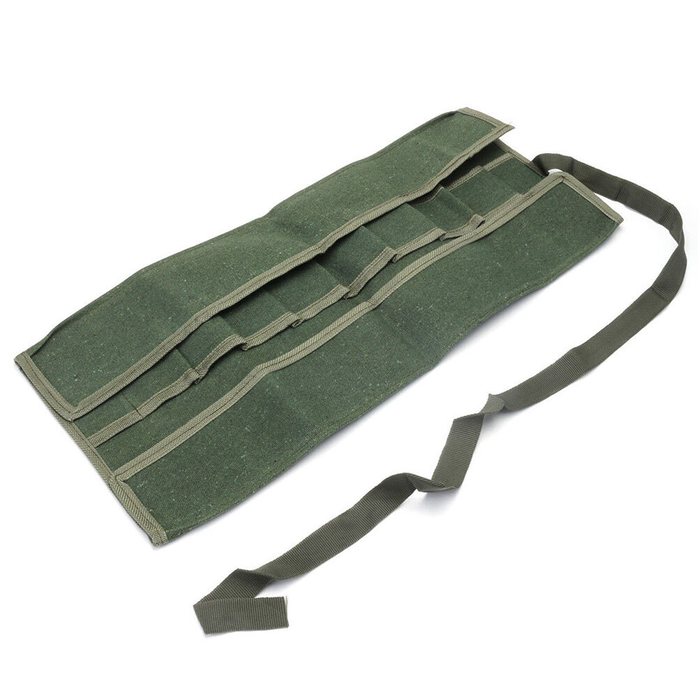10Pockets Canvas Spanner Wrench Tool Roll Up storage bag Organizer Pouches Case~
