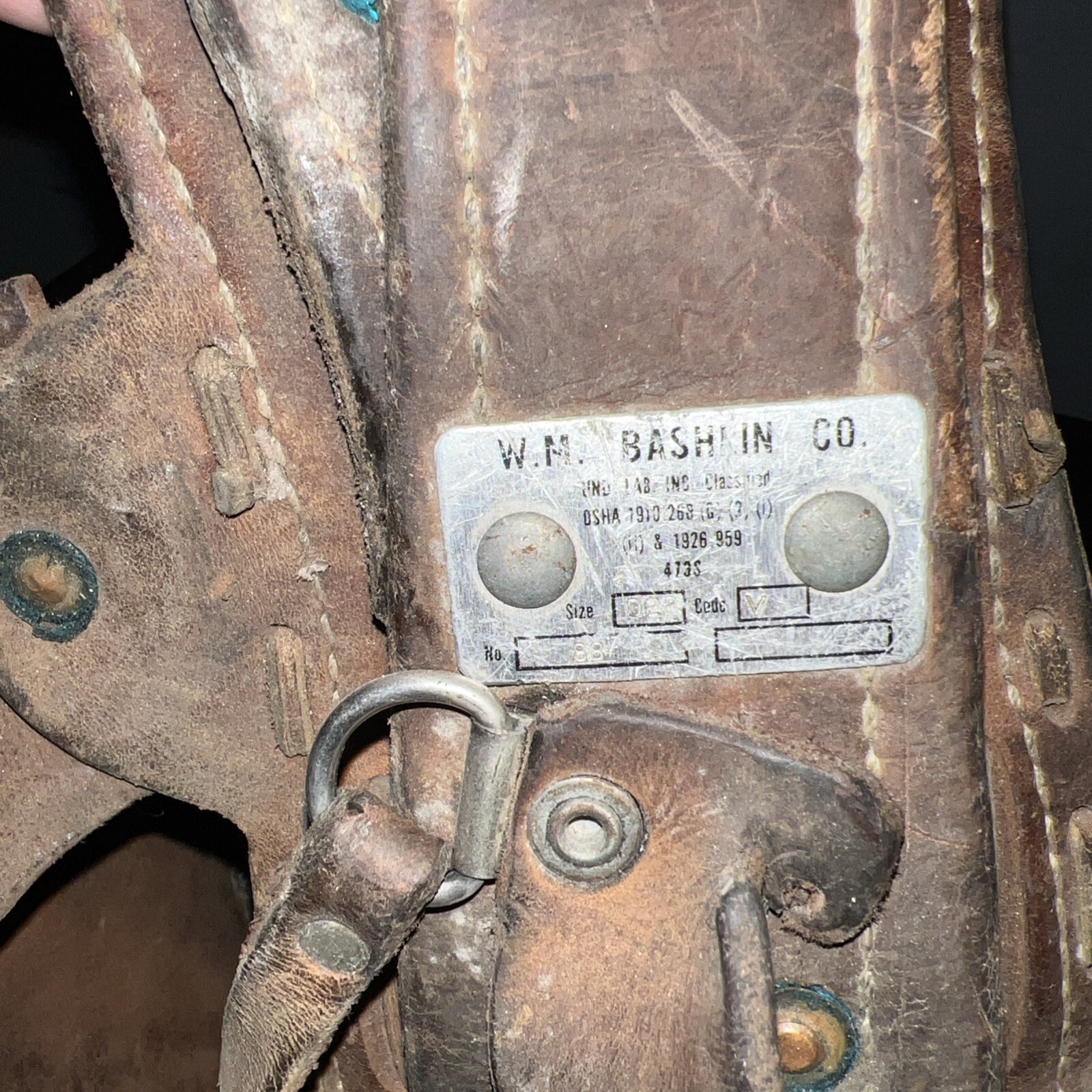 Vintage W. M. Bashlin Co, Adjustable Linesman Tool Belt, SIZE D-22, No. 88