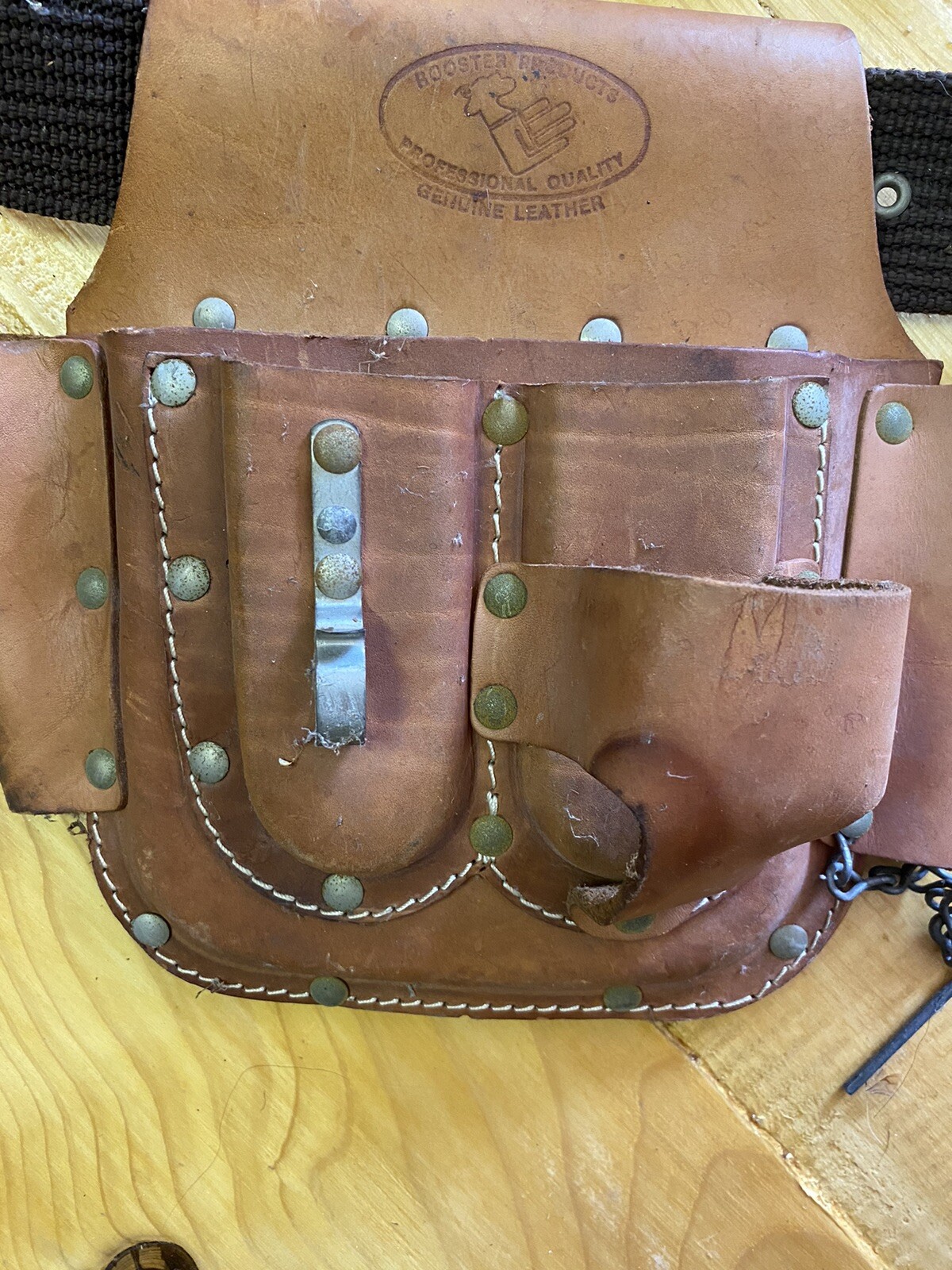 Rooster Leather Tool Belt Heavy Duty Multi Pouch Made in Mexico Adjustable Belt