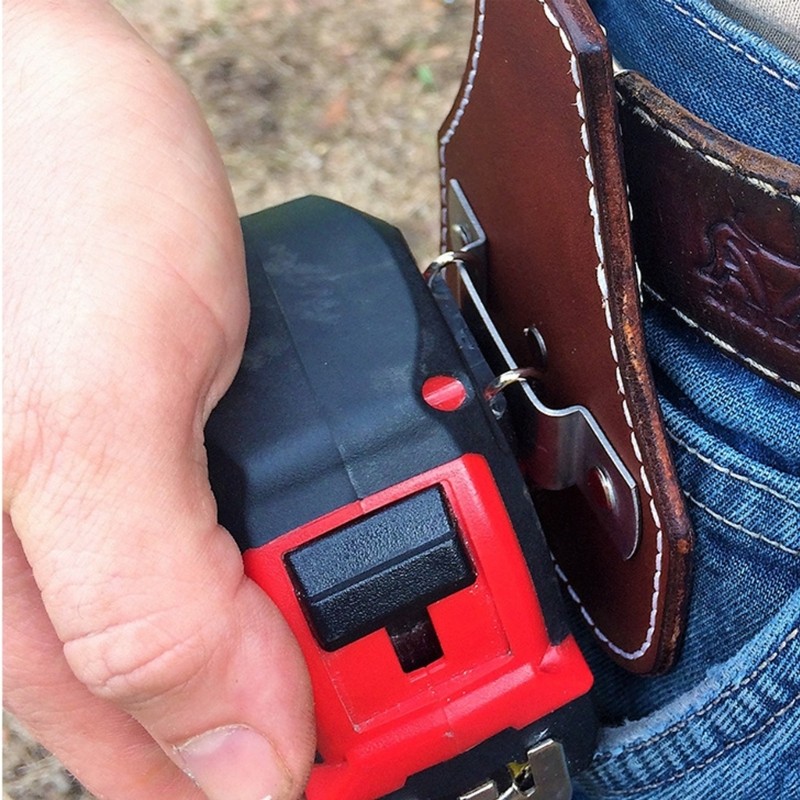 Universal Leather Tape Measure Holder Sheath Pouch Fits 5m 7.5m 10m Belt Clip