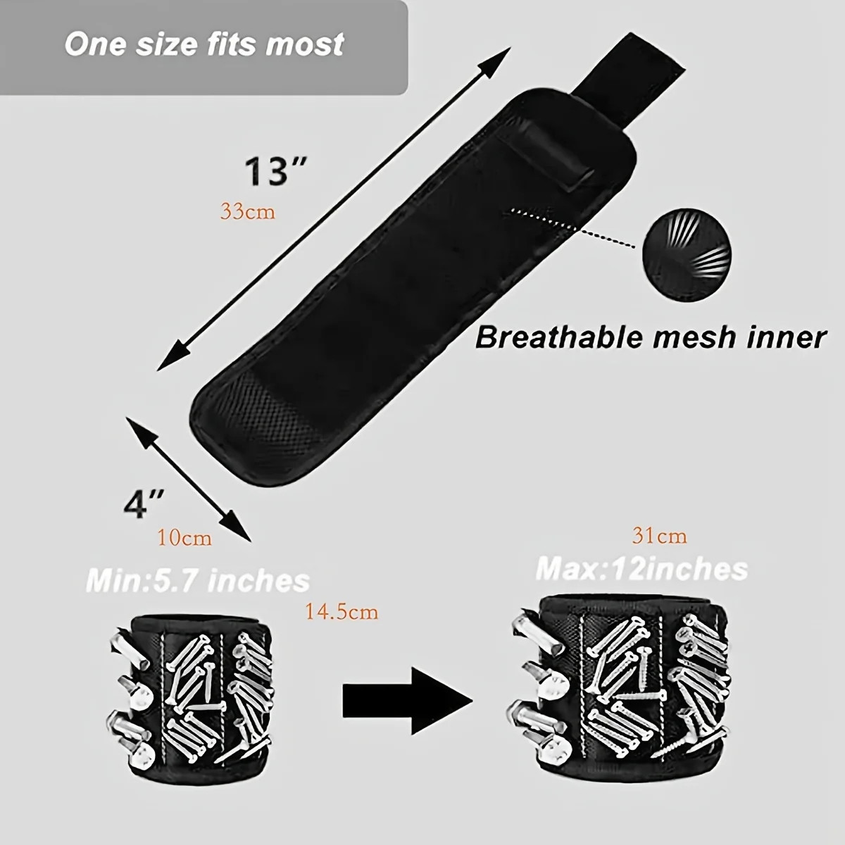 Strong Magnetic Wristband Portable Tool Bag Electrician Adjustable Wrist Belt fo