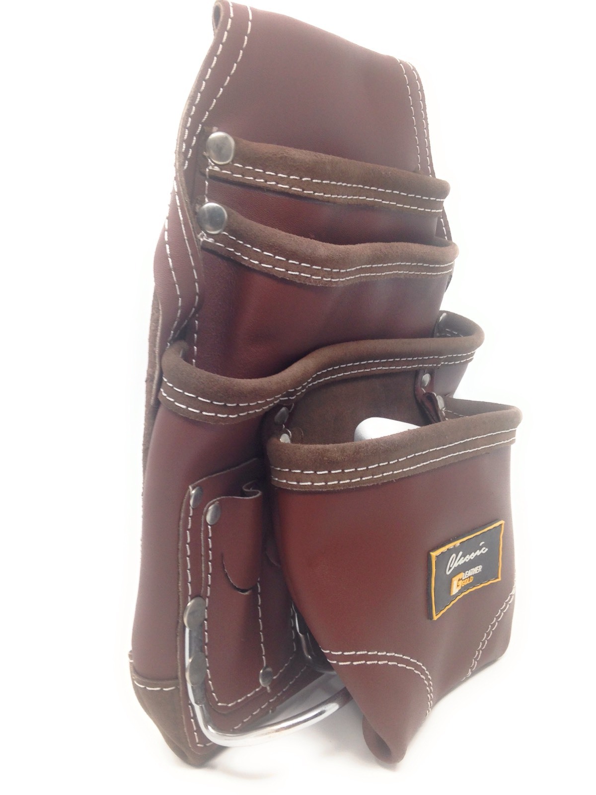 Pack Of 5 Leather CLASSIC Ten Pocket BRN Tann Tool Pouch 2 Hammer Holders