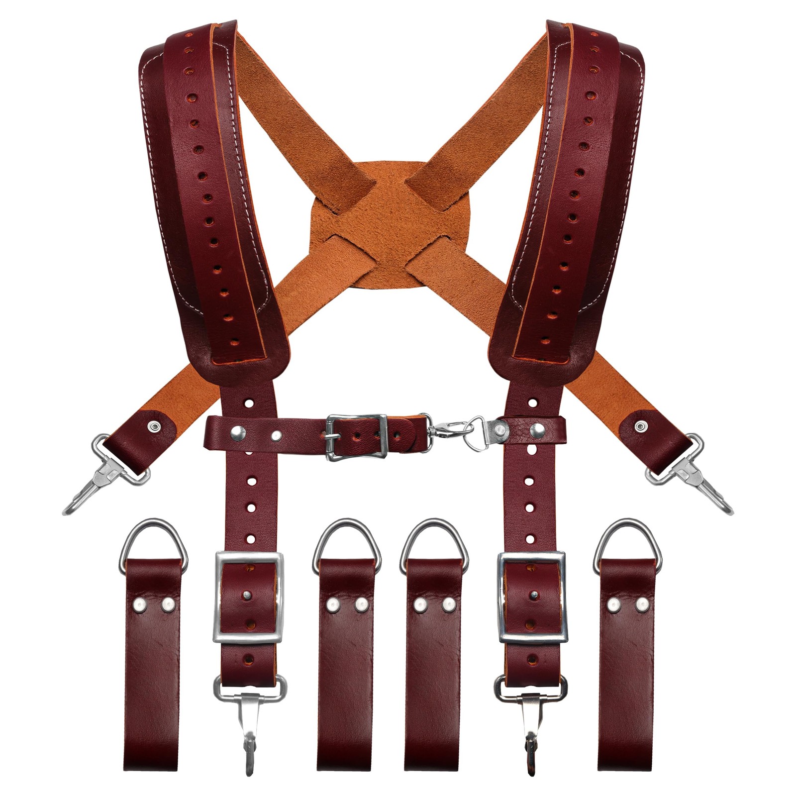 Heavy Duty Leather Tool Belt Suspenders for Men – Ideal for Carpenters & Electri