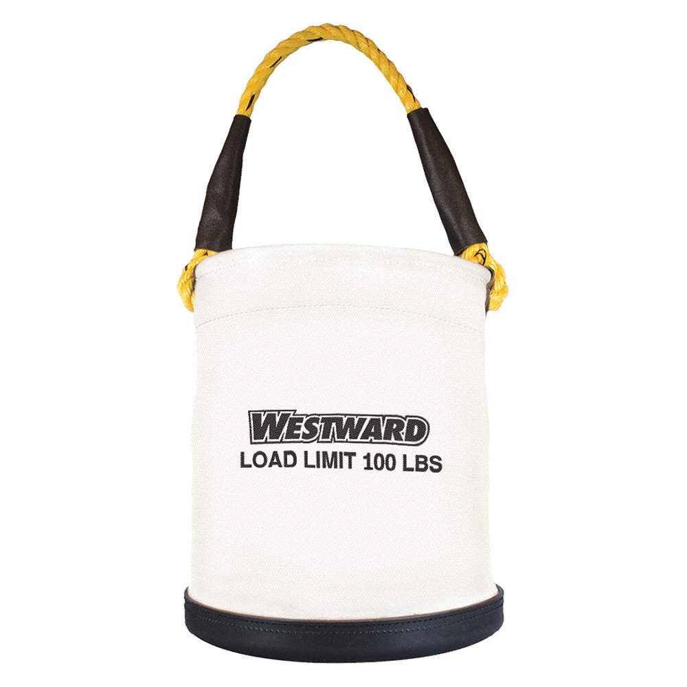 WESTWARD 53JW39 Bucket Bag,Canvas,Straight Wall,OffWhite PK 5