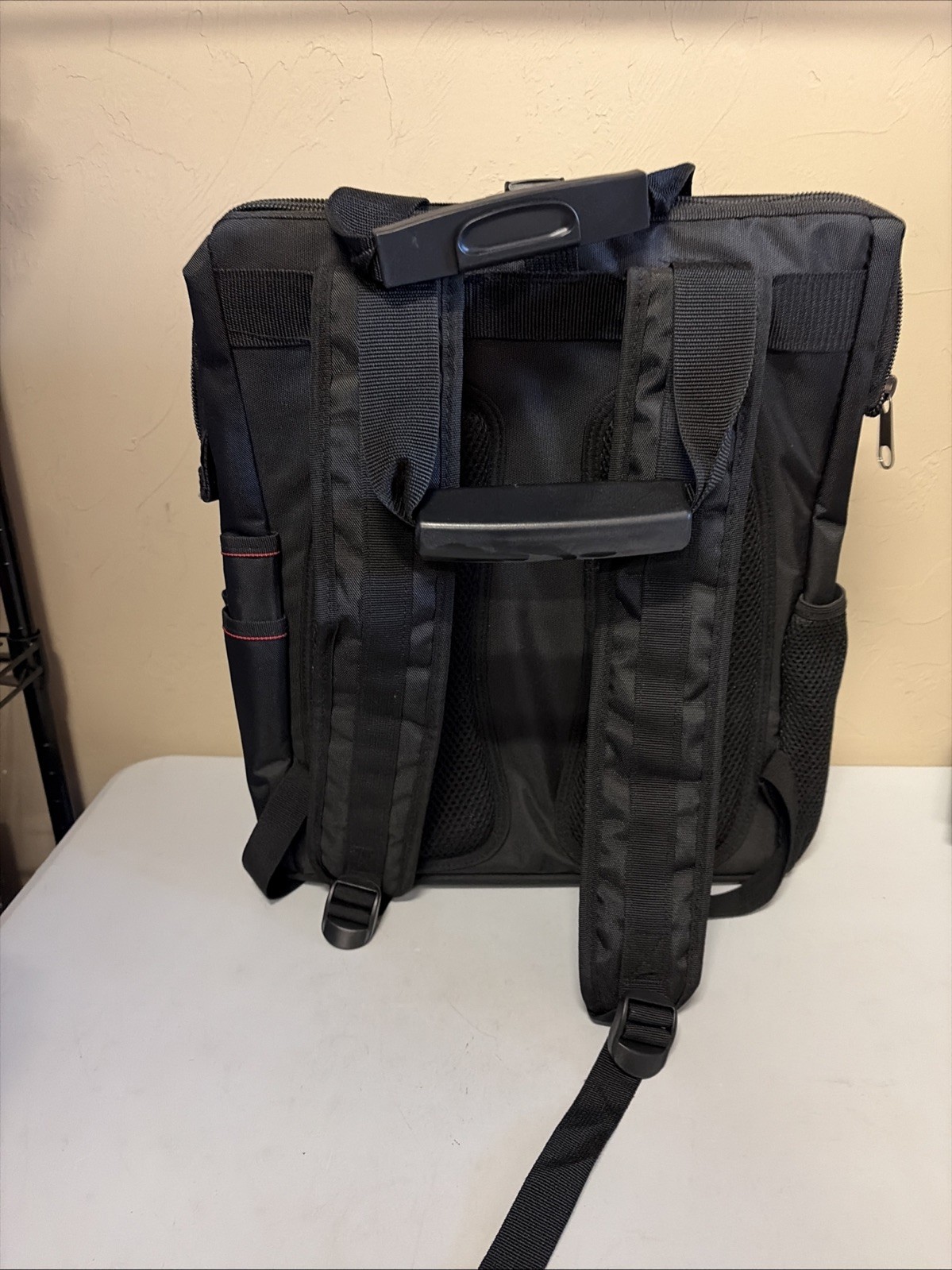 Justzon Backpack Tool Bag with Padded Back Support Heavy Duty Black Bag