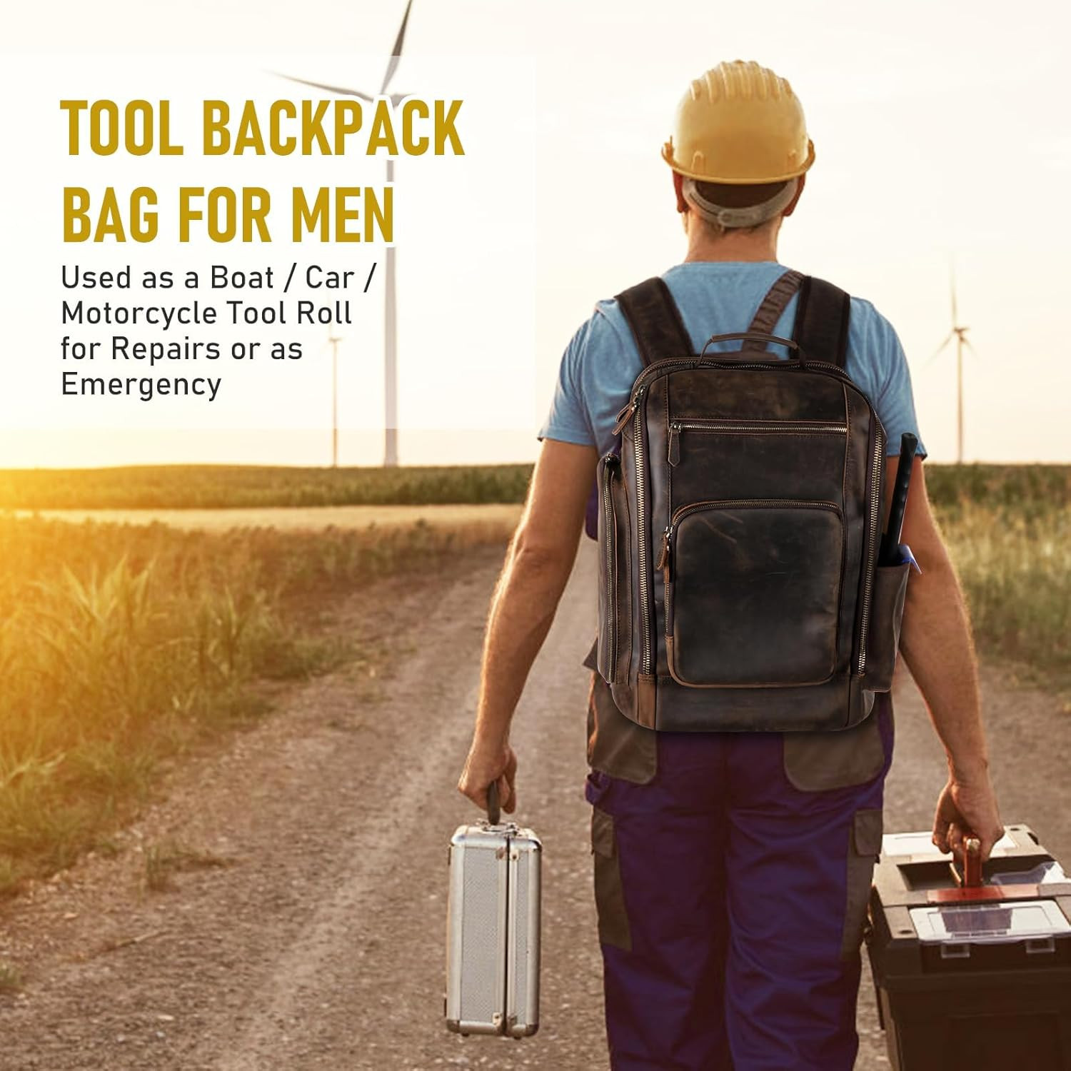 Premium Leather Tool Backpack for Mechanics & Woodworkers – Heavy Duty Design