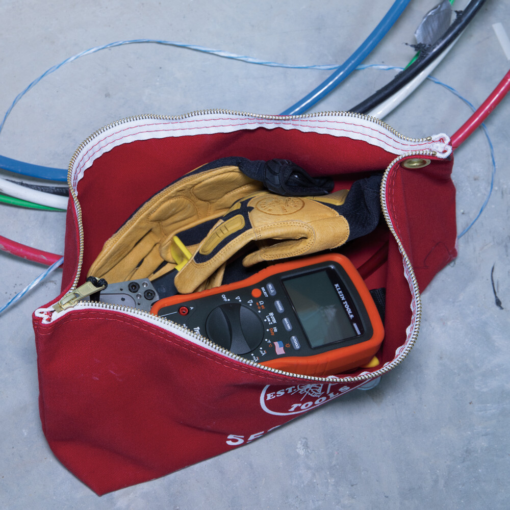 Klein Tools 5539LRED Canvas Bag with Zipper, Large Red
