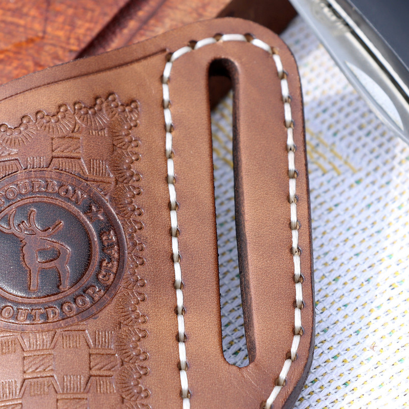 TOURBON Leather Folding Knife Pocket Belt Sheath Camping Gift-Special offer