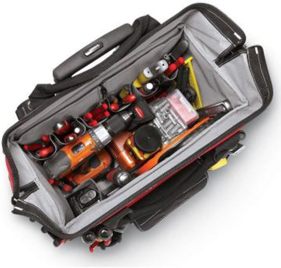 GP-43196N13 18″ 600-Denier Red Water Resistant Contractor’S Rolling Tool Tote Ba